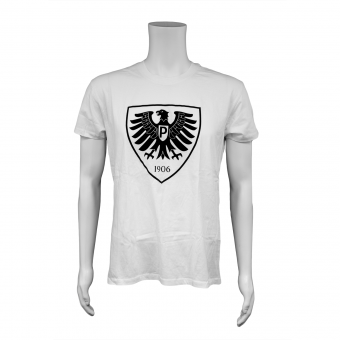 Sportclub Preußen Münster Shirt, Basic Kids, Weiß mit schwarzem Logo 